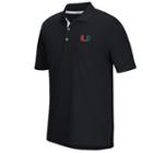 Men's Adidas Miami Hurricanes Textured Golf Polo, Size: Medium, Black