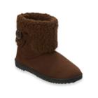 Women's Dearfoams Notched Sherpa Cuff Boot, Size: Xl, Dark Brown