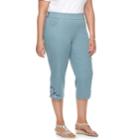 Plus Size Briggs Embroidered Capris, Women's, Size: 20 W, Light Blue