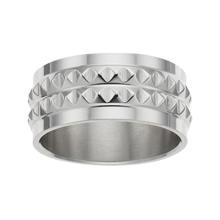 1913 Men's Stainless Steel Studded Ring, Size: 11, White