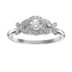 Simply Vera Vera Wang Diamond Flower Halo Engagement Ring In 14k White Gold (1/3 Ct. T.w.), Women's, Size: 5.50
