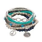 Mudd&reg; Peace Sign & Infinity Charm Beaded Stretch Bracelet Set, Women's, Multicolor