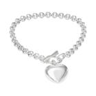 Sterling Silver Heart Bracelet, Women's, Size: 8, White