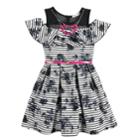 Girls 7-16 & Plus Size Knitworks Belted Cold Shoulder Ruffle Skater Dress With Necklace, Size: 18 1/2, Black