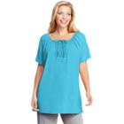 Plus Size Just My Size Crochet-trim Tunic, Women's, Size: 3xl, Light Blue