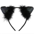 Girls 4-16 Elli By Capelli Glitter & Feather Cat Ears Headband, Black