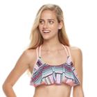 Mix And Match Tribal Flounce Bikini Top, Size: Large, Med Orange