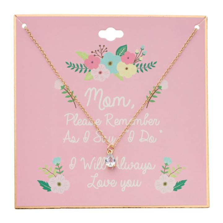 Gold Tone Cubic Zirconia Teardrop Pendant Necklace, Women's