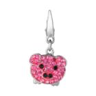 Sterling Silver Crystal Pig Charm, Women's, Pink