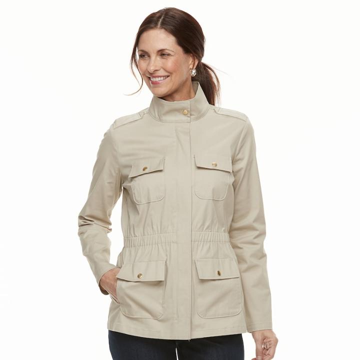 Women's Croft & Barrow&reg; Elastic Waist Utility Jacket, Size: Small, Lt Beige