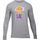 Men's Under Armour Los Angeles Lakers Charged Lockup Long-sleeve Tee, Size: Medium, Gray