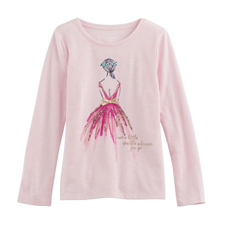 Girls 4-12 Sonoma Goods For Life&trade; Embellished Long-sleeve Knit Tee, Size: 6, Brt Pink