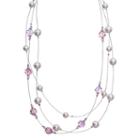 Crystal Avenue Silver-plated Crystal And Simulated Pearl Illusion Necklace - Made With Swarovski Crystals, Women's, Size: 18, Purple