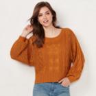 Women's Lc Lauren Conrad Cable-knit Crop Sweater, Size: Xs, Drk Orange