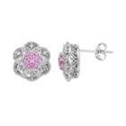 Simply Vera Vera Wang Sterling Silver Lab-created Pink Sapphire & 1/10 Carat T.w. Diamond Flower Stud Earrings, Women's