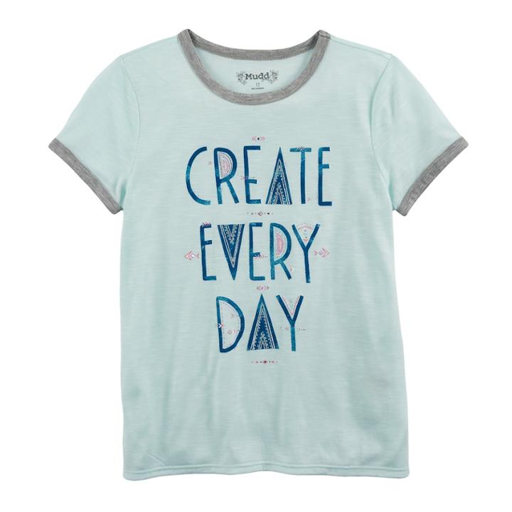 Girls 7-16 & Plus Size Mudd&reg; Ringer Graphic Tee, Size: 16, Light Blue