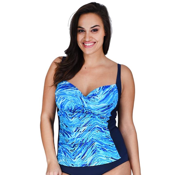 Plus Size Mazu Swim Bust Enhancer Twist-front Tankini Top, Women's, Size: 18 W, Blue