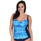 Plus Size Mazu Swim Bust Enhancer Twist-front Tankini Top, Women's, Size: 18 W, Blue