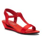 New York Transit Add Me Women's Strappy Wedge Sandals, Size: Medium (7.5), Red