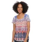 Women's World Unity Printed Scoopneck Tee, Size: Small, Blue