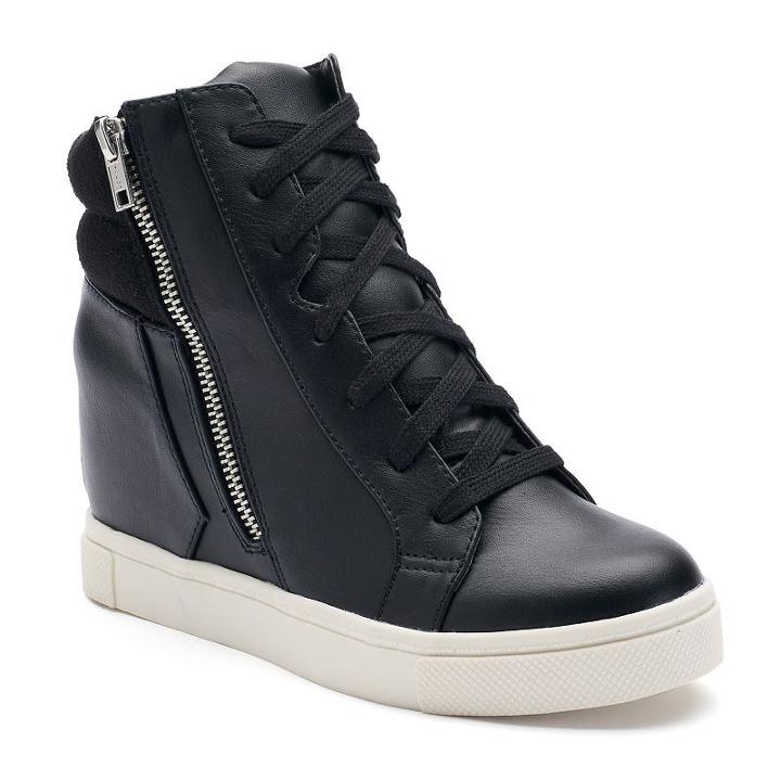 So&reg; Women's Hidden Wedge High-top Sneakers, Girl's, Size: Medium (6.5), Black
