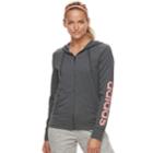 Women's Adidas Essential Linear Logo Fz Hoodie, Size: Xs, Dark Grey
