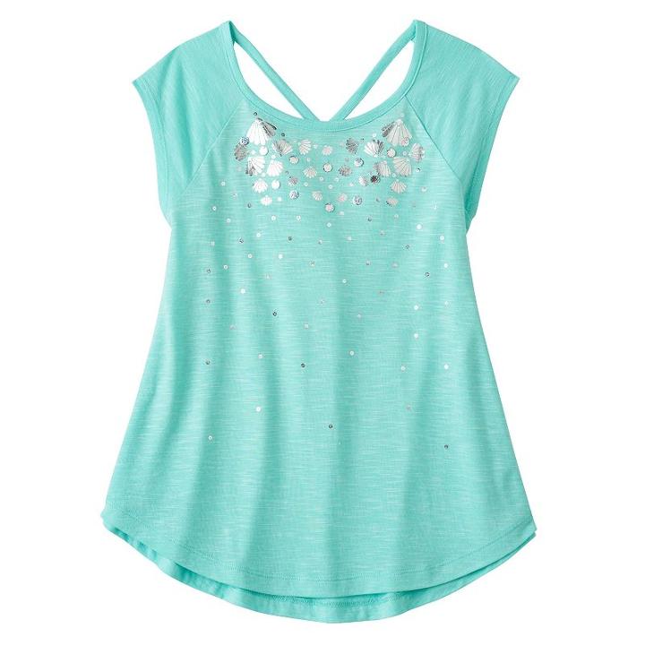Girls 7-16 & Plus Size So&reg; Cutout V-back Tee, Girl's, Size: 16 1/2, Turquoise/blue (turq/aqua)