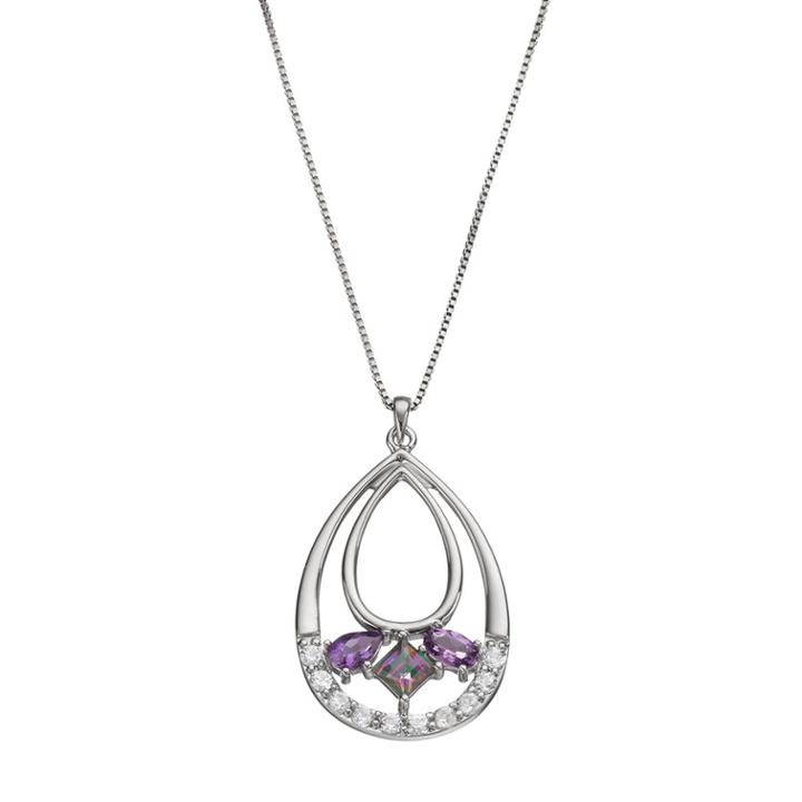 Sterling Silver Mystic Topaz Teardrop Pendant Necklace, Women's, Size: 18, Purple