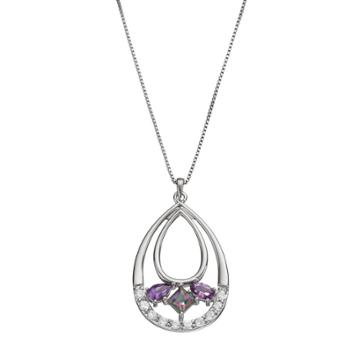 Sterling Silver Mystic Topaz Teardrop Pendant Necklace, Women's, Size: 18, Purple