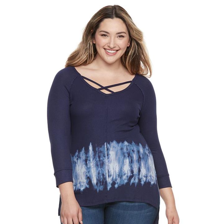 Plus Size French Laundry Criss-cross V-neck Tunic, Women's, Size: 2xl, Dark Blue