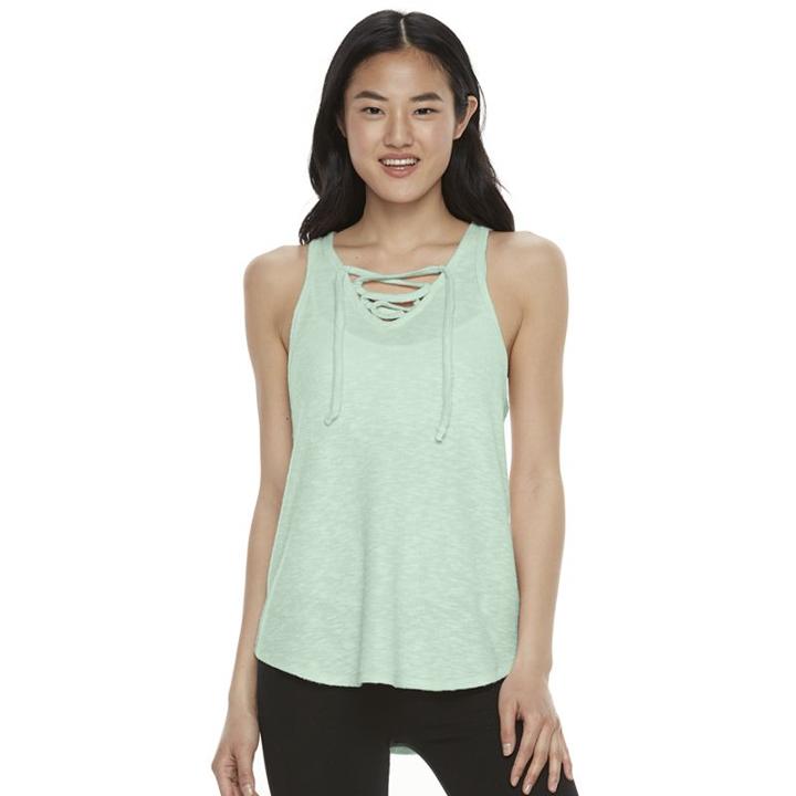 Juniors' So&reg; High Low Lace-up Tank, Girl's, Size: Small, Brt Green