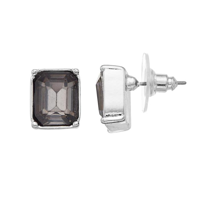 Button Stud Earrings, Women's, Grey