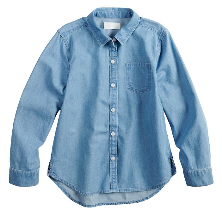 Girls 4-10 Jumping Beans® Chambray Shirt, Size: 7, Blue