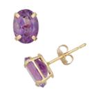 Amethyst 10k Gold Oval Stud Earrings, Women's, Purple