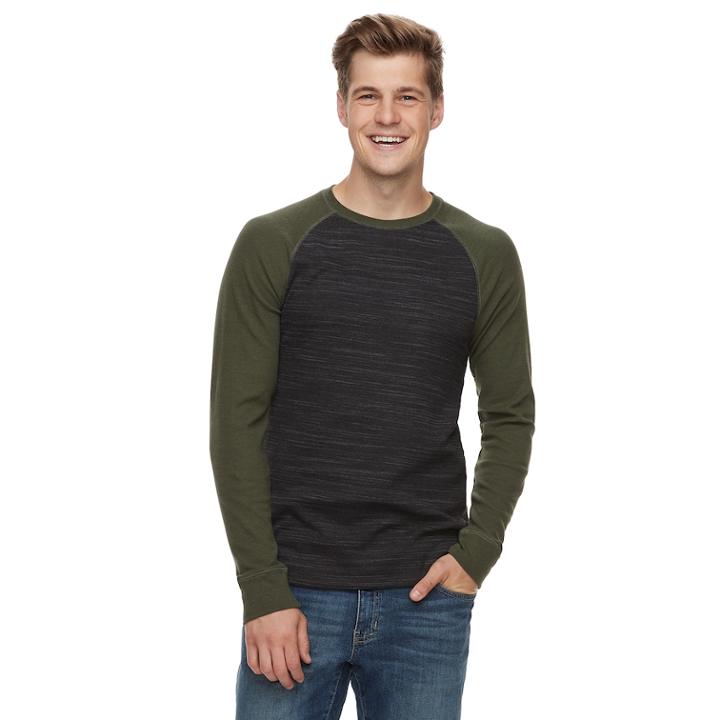 Men's Urban Pipeline&trade; Raglan Thermal Tee, Size: Large, Black