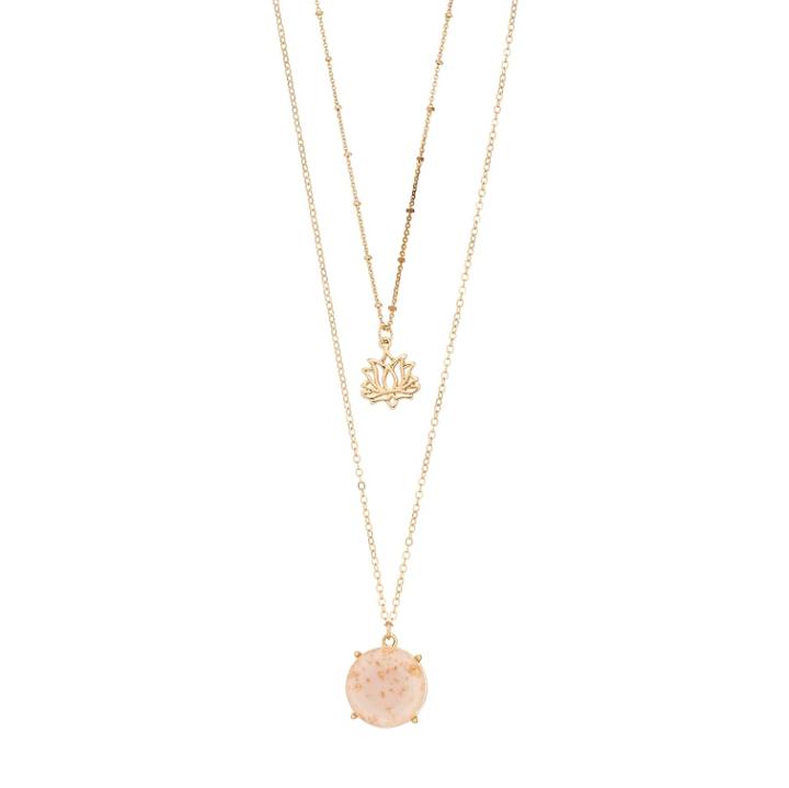 Lc Lauren Conrad Double Strand Lotus & Circle Pendant Necklace, Women's, Pink