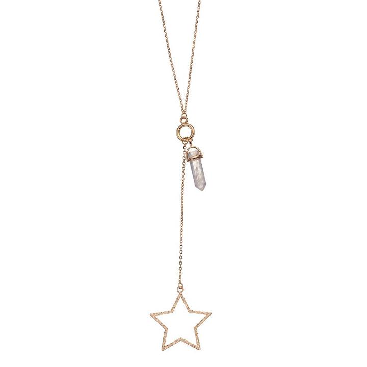Mudd&reg; Star & Simulated Quartz Y Necklace, Women's, Gold