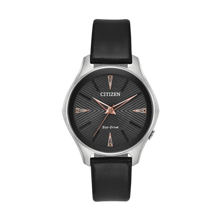 Citizen Eco-drive Women's Modena Citizen Leather Watch - Em0591-01e, Size: Medium, Black