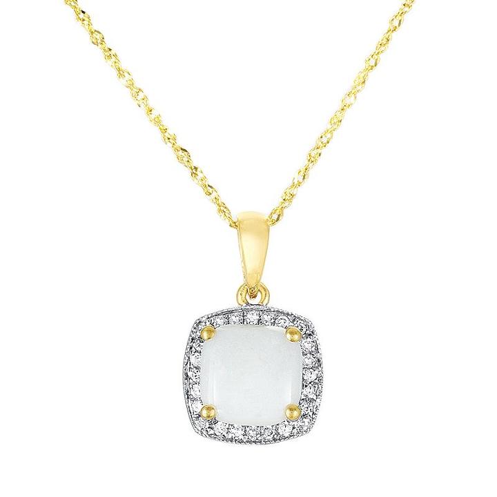 14k Gold Opal And Diamond Accent Frame Pendant, Women's, Size: 18, White