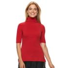 Petite Apt. 9&reg; Lace-hem Turtleneck Sweater, Women's, Size: S Petite, Red
