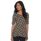 Women's Dana Buchman Print Elbow Sleeve Sharkbite Top, Size: Small, Med Beige