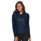 Women's Croft & Barrow&reg; Quilted Zip Sweater Jacket, Size: Medium, Blue