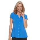 Women's Dana Buchman Peplum Hem Shirt, Size: Medium, Med Blue