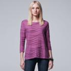 Women's Simply Vera Vera Wang Windy Jacquard Crewneck Tee, Size: Medium, Lt Purple