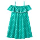 Girls 4-10 Jumping Beans&reg; Patterned Ruffle Cold Shoulder Dress, Girl's, Size: 6, Med Green