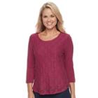 Petite Croft & Barrow&reg; Lace-front Tee, Women's, Size: L Petite, Red