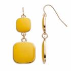 Yellow Double Square Drop Earrings, Women's