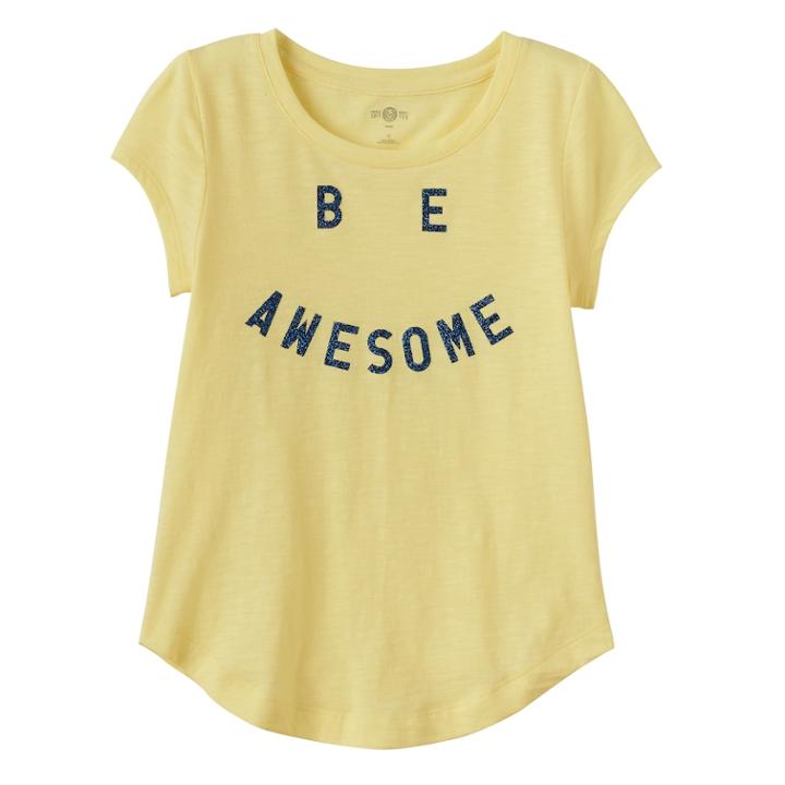 Girls Plus Size So&reg; Curved-hem Graphic Tee, Size: 16 1/2, Gold