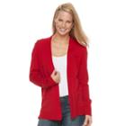 Women's Croft & Barrow&reg; Open-front Cardigan, Size: Large, Med Red