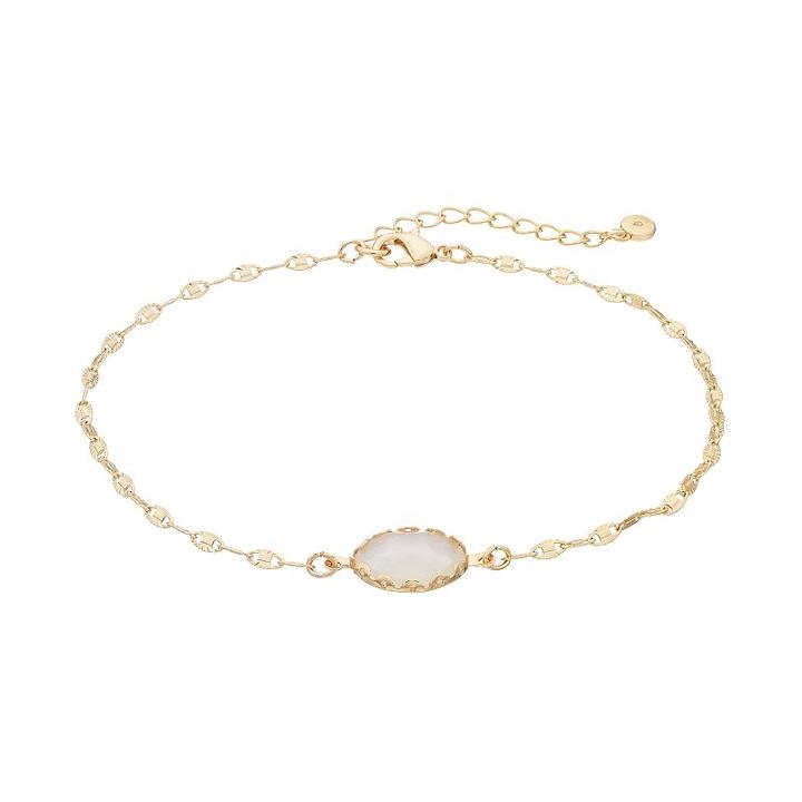 Lc Lauren Conrad Oval Stone Anklet, Women's, White